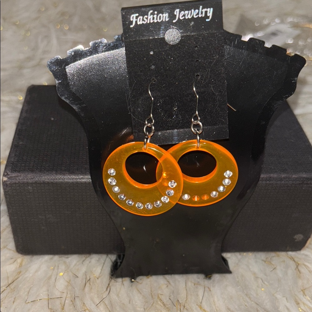 Orange Crystal Hoop Earrings